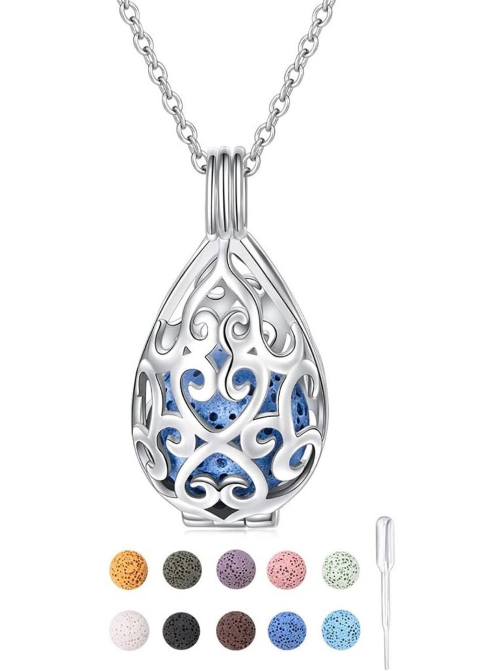 Sterling Silver Aromatherapy Essential Oil Diffuser Heart Locket Necklace 18